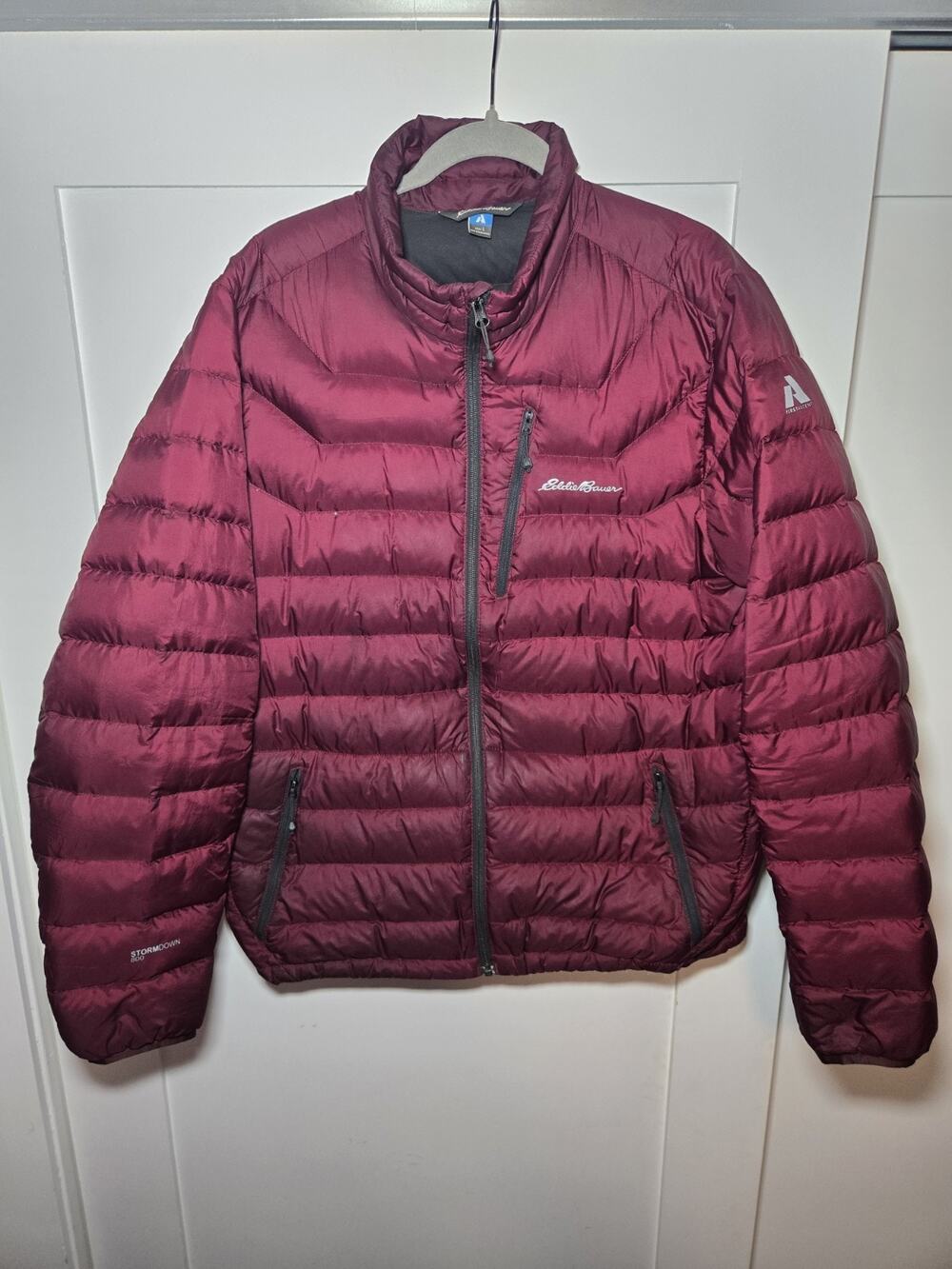 Men's dark red Eddie Bauer Goose down first ascent storm down 800 puffer sz L